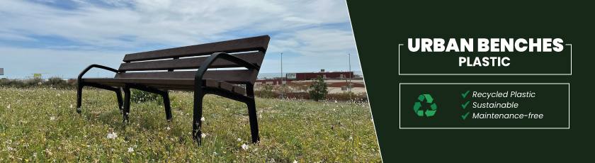 100% recycled plastic bench